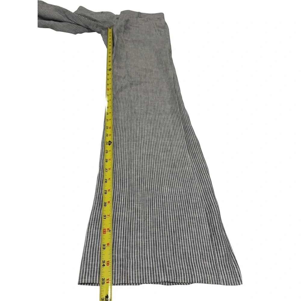 Banana Republic Trouser No. 718 Martin Fit Pants Women Size 8L Blue White Linen